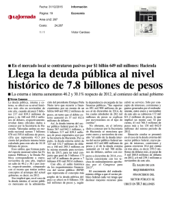Llega la deuda p&uacute;blica al nivel hist&oacute;rico de 7.8 billones de pesos