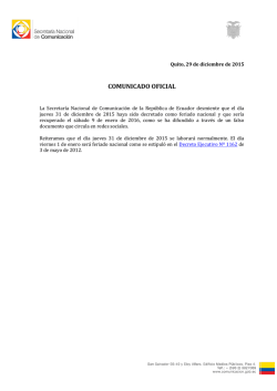 COMUNICADO OFICIAL - Secretar&iacute;a Nacional de Comunicaci&oacute;n