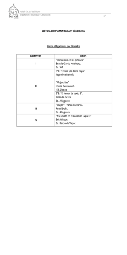 LECTURA COMPLEMENTARIA 5&deg; b&aacute;sico 2016