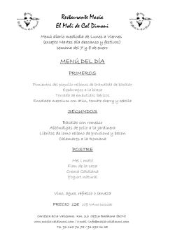 Men&uacute; diario Badalona - El Mol&iacute; de Cal Dimoni