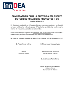 CONVOCATORIA PARA LA PROVISI&Oacute;N DEL