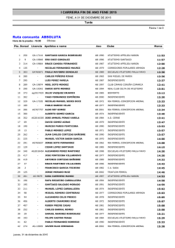 I CARREIRA FIN DE ANO FENE 2015 Ruta conxunta ABSOLUTA