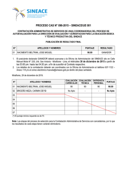 PROCESO CAS N&deg; 096-2015 &ndash; SINEACE/UE 001