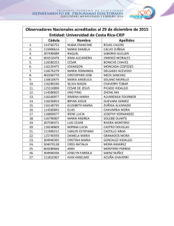 Observadores Nacionales acreditados al 29 de diciembre de 2015