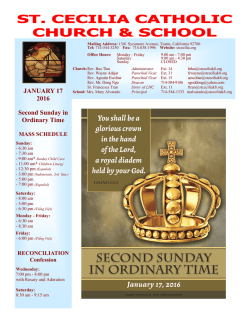 JANUARY 17 2016 Second Sunday in Ordinary Time