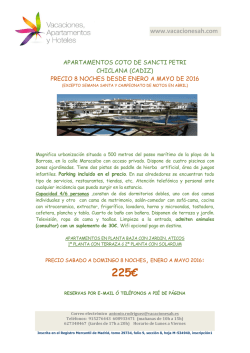 Coto de Sancti Petri, enero a mayo 2016.