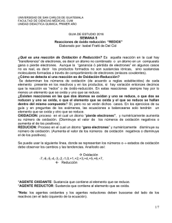 1/7 SEMANA 5 Reacciones de &oacute;xido reducci&oacute;n: &ldquo;REDOX