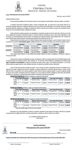 Preinscripciones Ciclo escolar 2016-2017