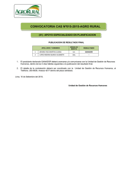 CONVOCATORIA CAS N&ordm;015-2015