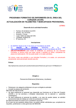 Actualizaci&oacute;n en telemetr&iacute;a y marcapasos provisional