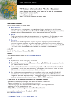 VIII Col&oacute;quio Internacional de Filosof&iacute;a y Educaci&oacute;n