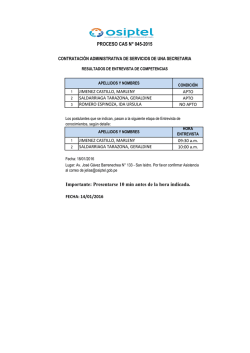 Importante: Presentarse 10 min antes de la hora indicada
