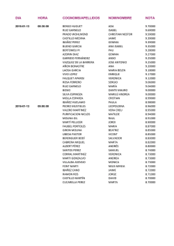 DIA HORA COGNOMS/APELLIDOS NOM/NOMBRE NOTA