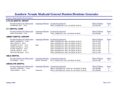 Southern Nevada Medicaid General Dentists/Dentistas Generales