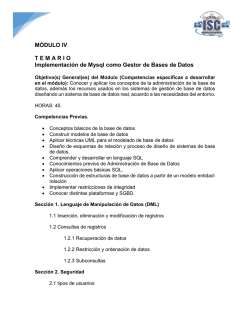 M&Oacute;DULO 4. Implementaci&oacute;n MySql como Gestor de Base de Datos