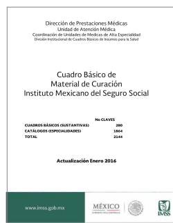 Cuadro B&aacute;sico de Material de Curaci&oacute;n Instituto Mexicano del