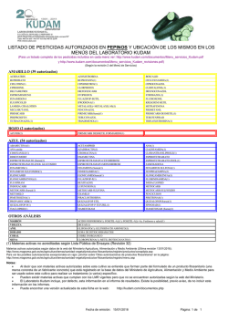 listado de pesticidas autorizados en pepinos y ubicaci&oacute;n