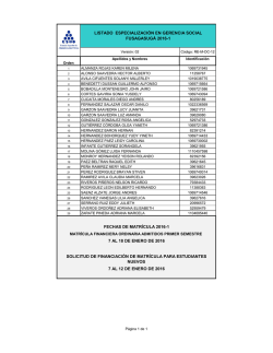 Listado de Admitidos Especializaci&oacute;n Fusagasuga