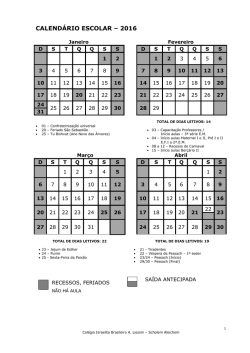 Calend&aacute;rio Anual - Col&eacute;gio Liessin
