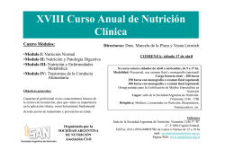 XVIII Curso Anual de Nutrici&oacute;n Cl&iacute;nica