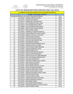 lista de reinscripci&oacute;n periodo ene-jun-2016