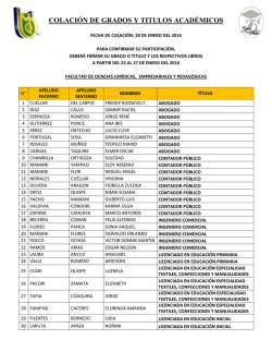 II Colaci&oacute;n - Enero 2016.