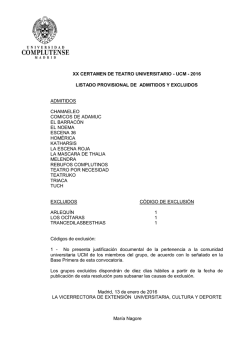 XX CERTAMEN DE TEATRO UNIVERSITARIO - UCM