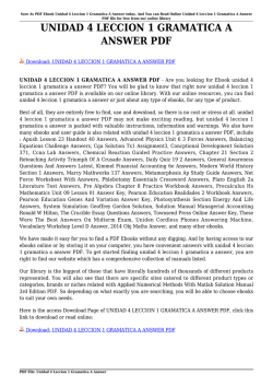UNIDAD 4 LECCION 1 GRAMATICA A ANSWER PDF