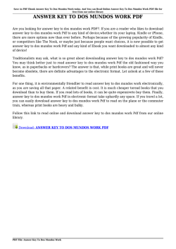 ANSWER KEY TO DOS MUNDOS WORK PDF