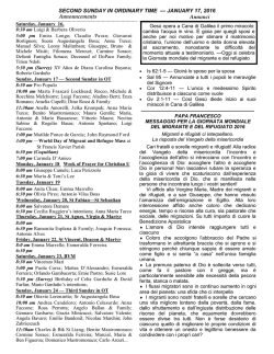 SECOND SUNDAY IN ORDINARY TIME &mdash; JANUARY 17, 2016