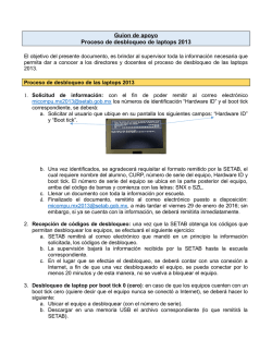 Guion de apoyo Proceso de desbloqueo de laptops 2013