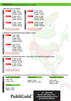 Precios Publigold Enero 2016 MAIL - Publigold | Grafica Publicitaria
