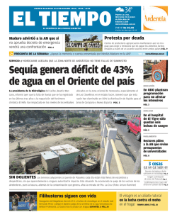 Sequ&iacute;a genera d&eacute;ficit de 43% de agua en el Oriente del
