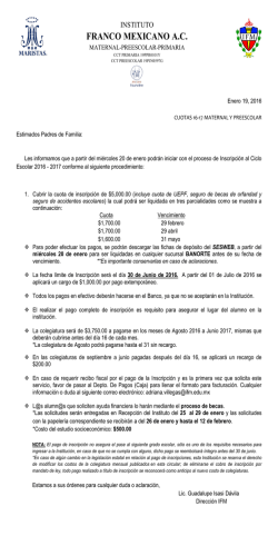 Costos 2016 - Instituto Franco Mexicano