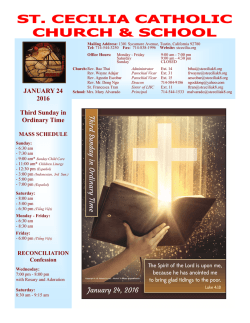 JANUARY 24 2016 Third Sunday in Ordinary Time