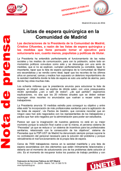 Listas de espera quir&uacute;rgica en la Comunidad de