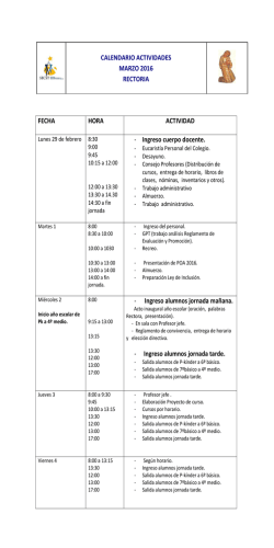 calendario actividades marzo 2016