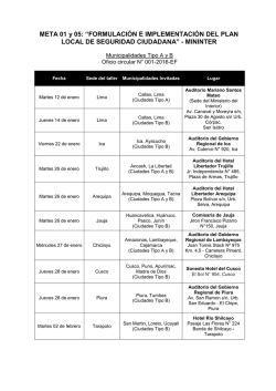 META 01 y 05: &ldquo;FORMULACI&Oacute;N E IMPLEMENTACI&Oacute;N DEL PLAN