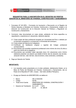 Requisitos y Formato - Ministerio de Vivienda, Construcci&oacute;n y