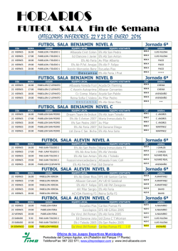 Horarios Futbol Sala Fin de Semana