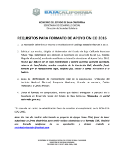 REQUISITOS PARA FORMATO DE APOYO &Uacute;NICO 2016
