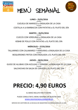 menu de la semana en la escuela universitaria la inmaculada