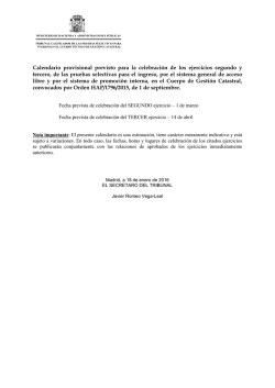Calendario provisional previsto para la celebraci&oacute;n de los ejercicios
