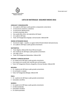 LISTA DE MATERIALES SEGUNDO MEDIO 2016