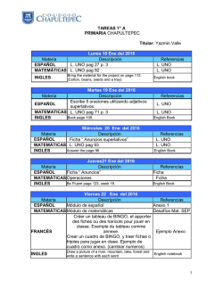 TAREAS 5&ordm; Grado PRIMARIA Sede Primavera