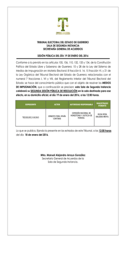 Segunda Instancia 19/01/2016 - Tribunal Electoral del Estado de