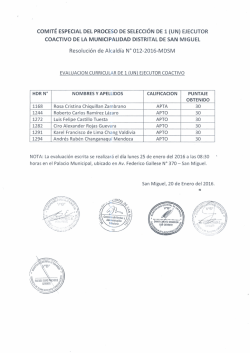 COMIT&Eacute; ESPECIAL DEL PROCESO DE SELECCi&Oacute;N DE 1 (UN