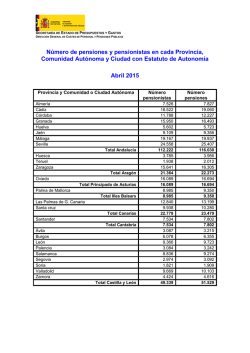 N&uacute;mero de pensiones y pensionistas en cada