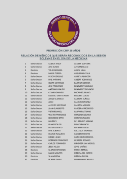 promoci&oacute;n cmp 35 a&ntilde;os relaci&oacute;n de m&eacute;dicos que ser&aacute;n