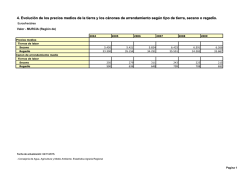 4. Evoluci&oacute;n de los precios medios de la tierra y los c&aacute;nones de